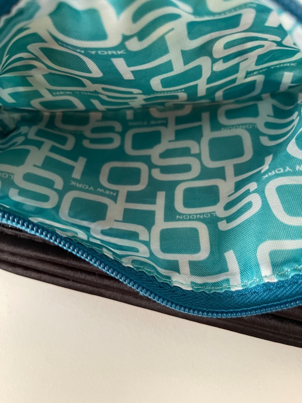 Soho Blue Geometric Zip Pouch + Pink Orange Animal Print Coin Case - Picture 9 of 9